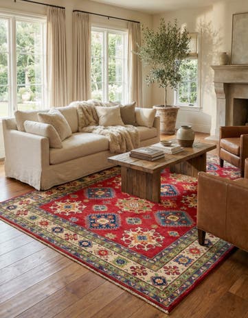6' 7 x 9' 8 Hand Knotted Kazak Rug
