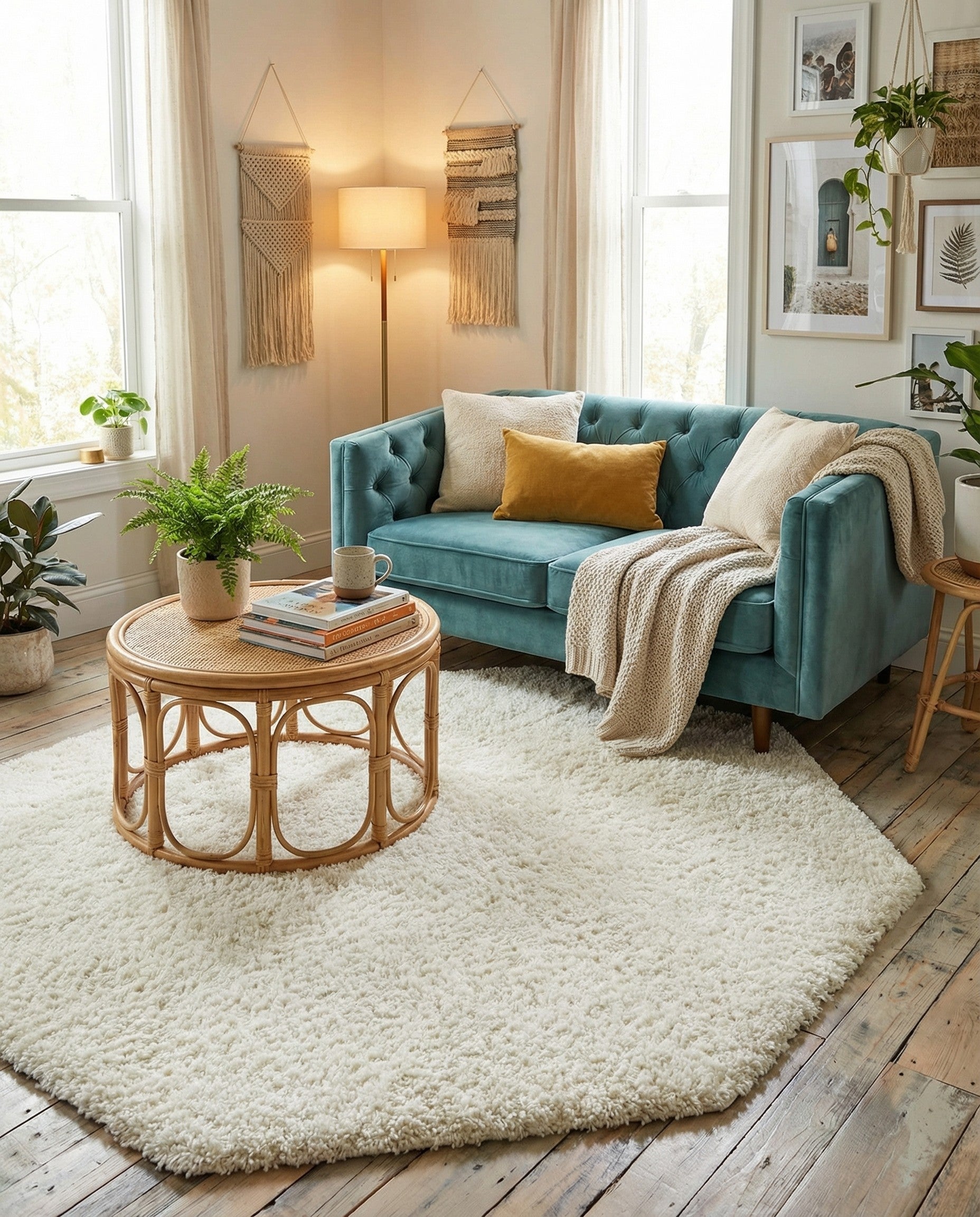  6' x 6' Solid Shag Octagon Rug