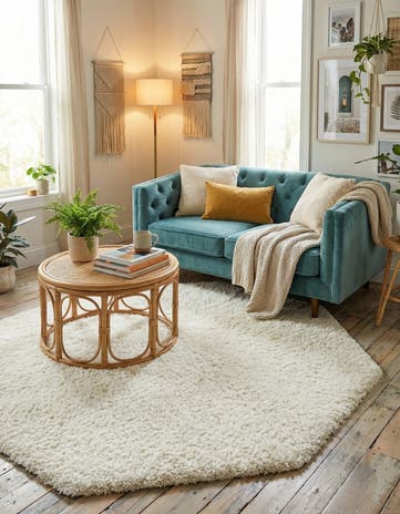 6' x 6' Solid Shag Octagon Rug