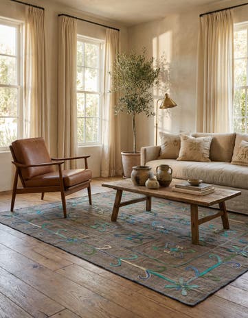 5' x 6' 3 Hand Woven Kilim Suzani Wool Rug