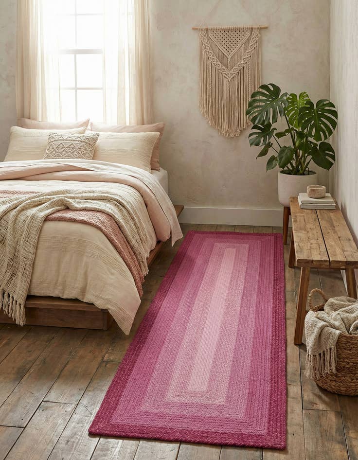 Detail image of  2' 7 x 8' Hand Braided Wool Runner Rug