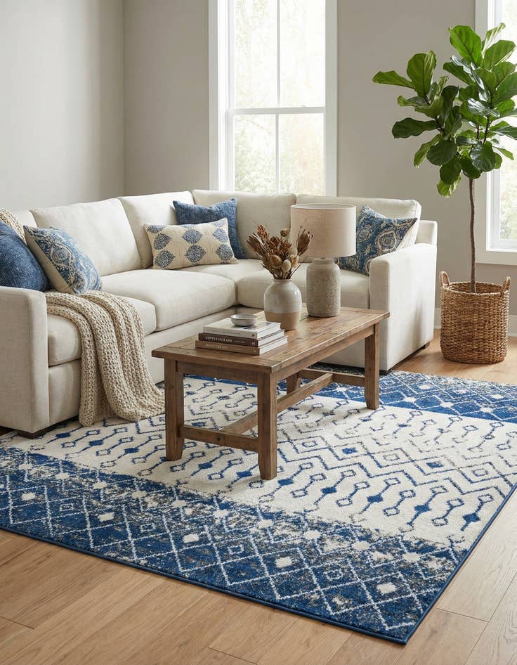 Detail image of  6' x 6' Moroccan Trellis Square Rug