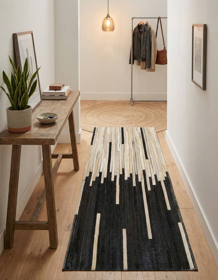 Detail image of 1' 2 x 3' 1 Cowhide Leather Runner Rug