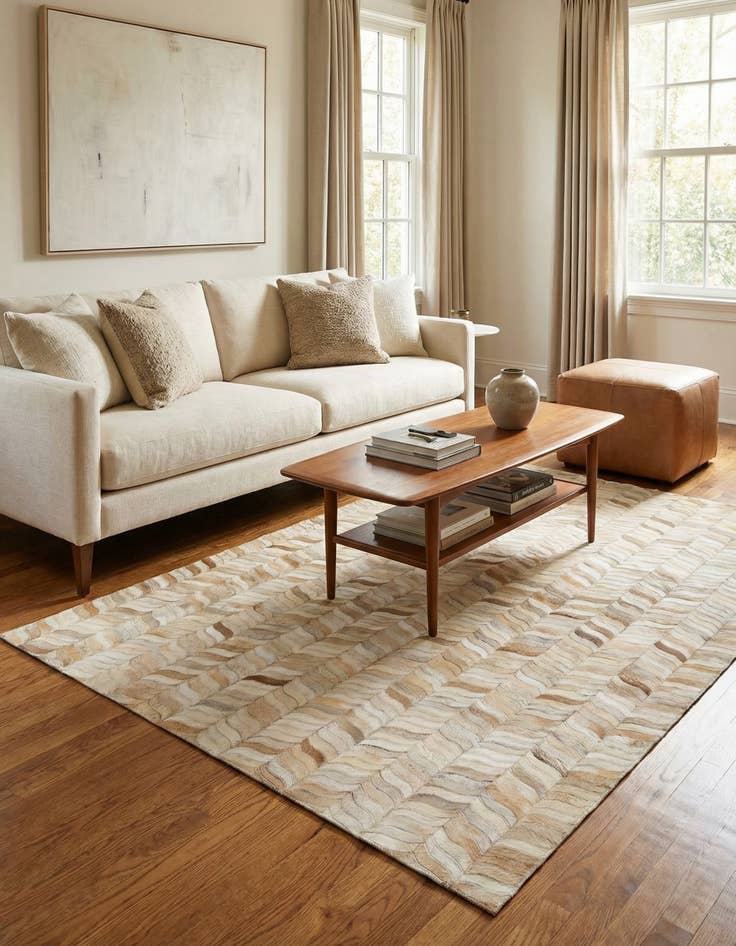 Detail image of 4' x 5' 11 Cowhide Stocks Rug