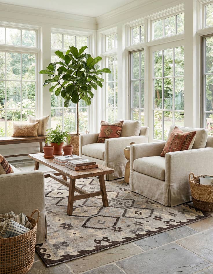 Detail image of 5' x 6' 7  Hand Woven Kilim Maymana Wool Rug