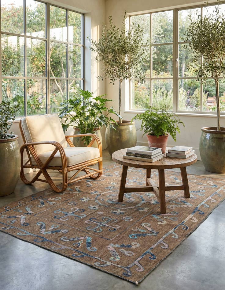 Detail image of 5' 6 x 7' 4  Hand Woven Kilim Suzani Wool Rug