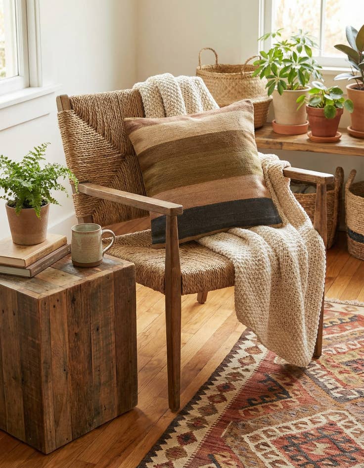 Detail image of 1' 5 x 1' 6  Hand Woven Pillow Wool Square Rug