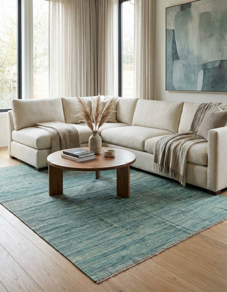 Detail image of  5' 5 x 8'  Hand Woven Kilim Modern Wool Rug