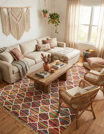 Hand Woven Chindi Trellis Rug