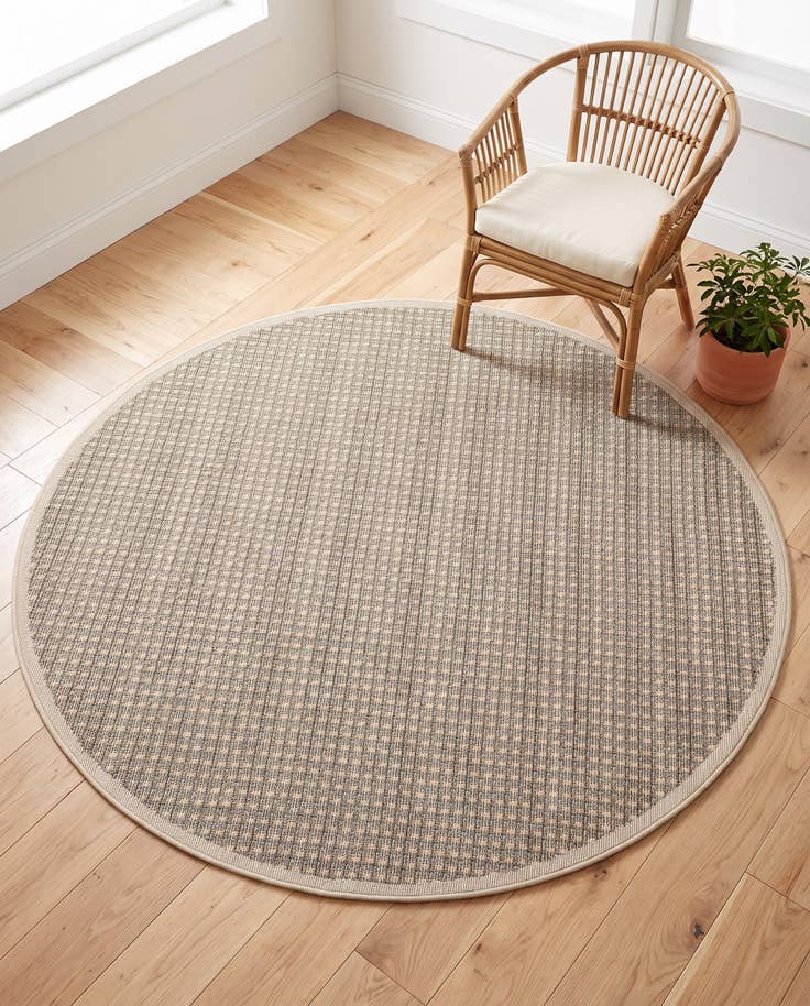 Detailansicht von 155cm x 155cm Leicht zu reinigen Border Innen- / Aussenbereich Rund Teppich