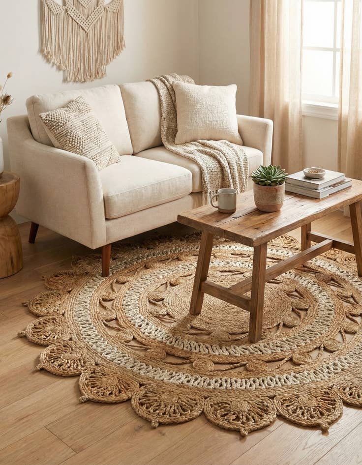 Detail image of 4' 1 x 4' 1  Hand Braided Jute Round Rug