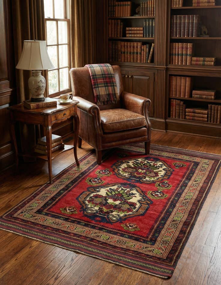 Detail image of  4' 2 x 6' 4  Hand Knotted Sumak Wool Rug