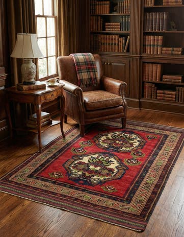 4' 2 x 6' 4 Hand Knotted Sumak Wool Rug