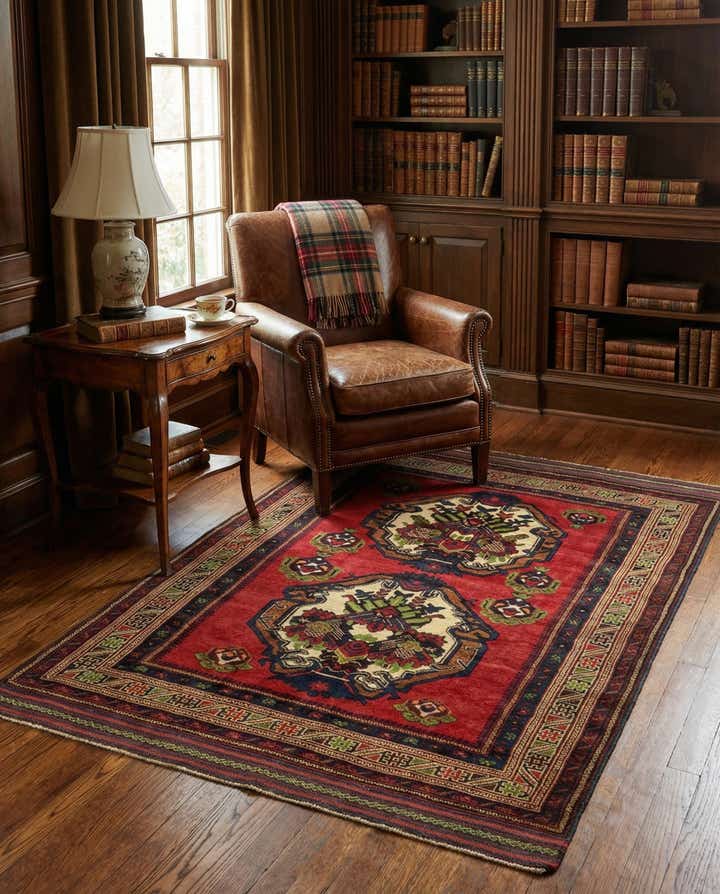 4' 2 x 6' 4 Hand Knotted Sumak Wool Rug