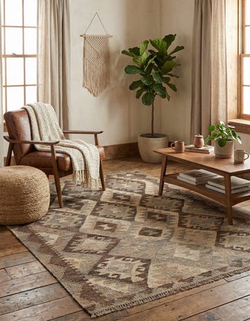 3' 5 x 4' 9 Hand Woven Kilim Maymana Wool Rug