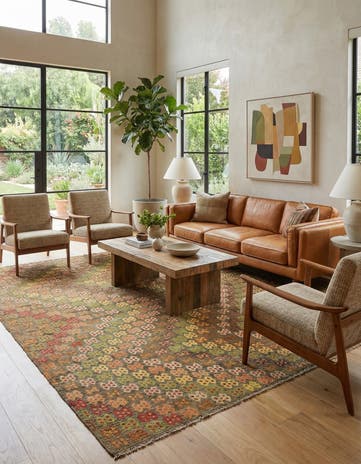 11' x 13' Hand Woven Kilim Modern Wool Rug