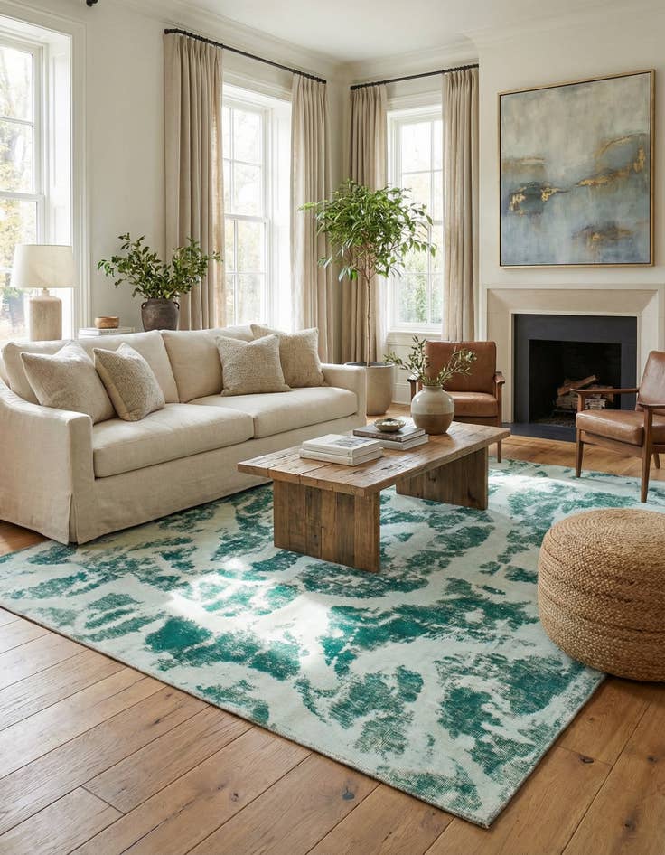 Detail image of  7' x 7' 10  Hand Knotted Ultra Vintage Persian Wool Square Rug