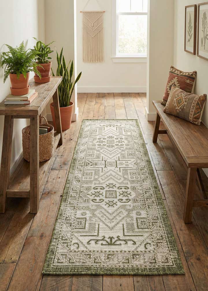 2' x 6' Easy-Clean Aztec Indoor / Outdoor Runner Rug