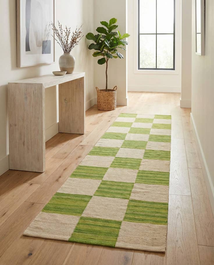 Detail image of 2' 8 x 9' 10 Hand Woven Kilim Modern Wool Runner Rug