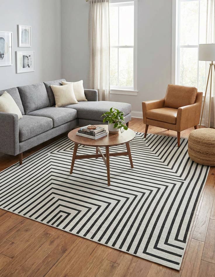 Detail image of  7' 10 x 7' 10  Washable Modern Indoor / Outdoor Square Rug