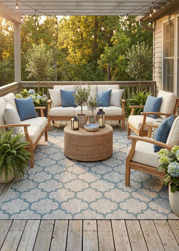 7' 10 x 11' Easy-Clean Trellis Indoor / Outdoor Rug