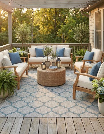 7' 10 x 11' Easy-Clean Lattice Indoor / Outdoor Rug