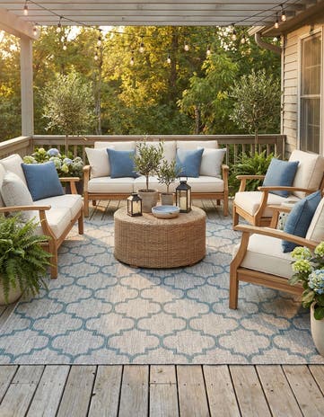 7' 10 x 11' Easy-Clean Lattice Indoor / Outdoor Rug