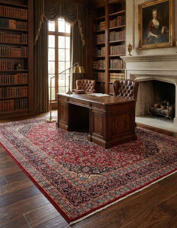 9' 9 x 12' 7 Hand Knotted Kashan Persian Wool Rug