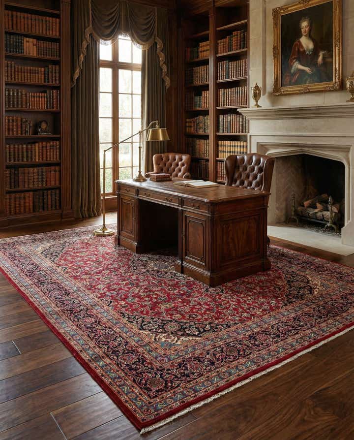 9' 9 x 12' 7 Hand Knotted Kashan Persian Wool Rug