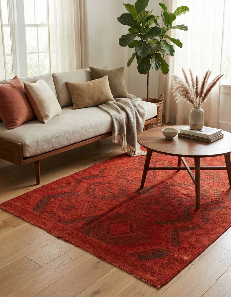 Detail image of 4' 1 x 5' 9  Hand Woven Kilim Modern Wool Rug