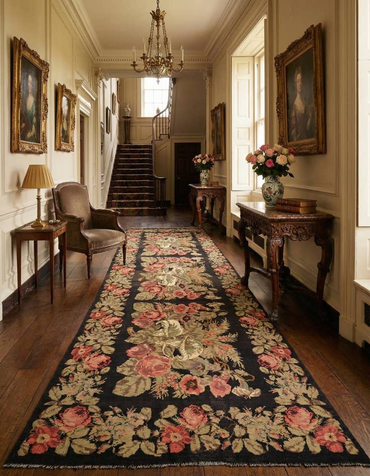 Detail image of 6' 2 x 13' 7 Hand Knotted Karabakh Wool Rug