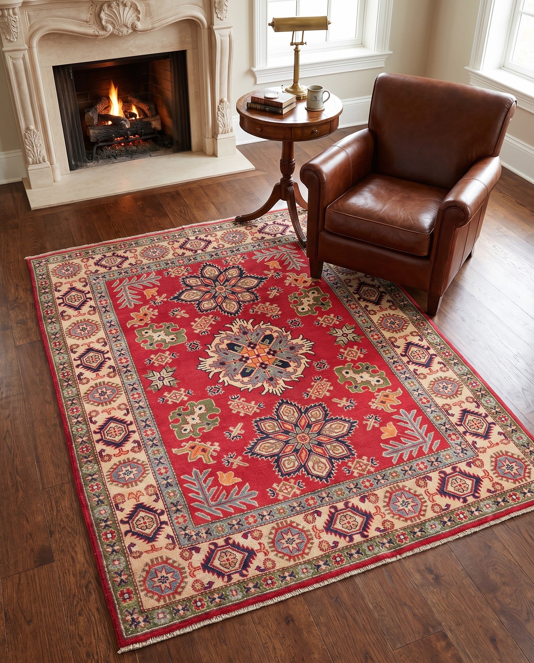 4' 11 x 6' 6 Hand Knotted Kazak Rug