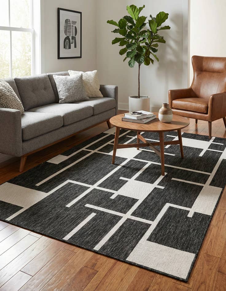 Detail image of  5' 3 x 8'  Washable Modern Indoor / Outdoor Rug