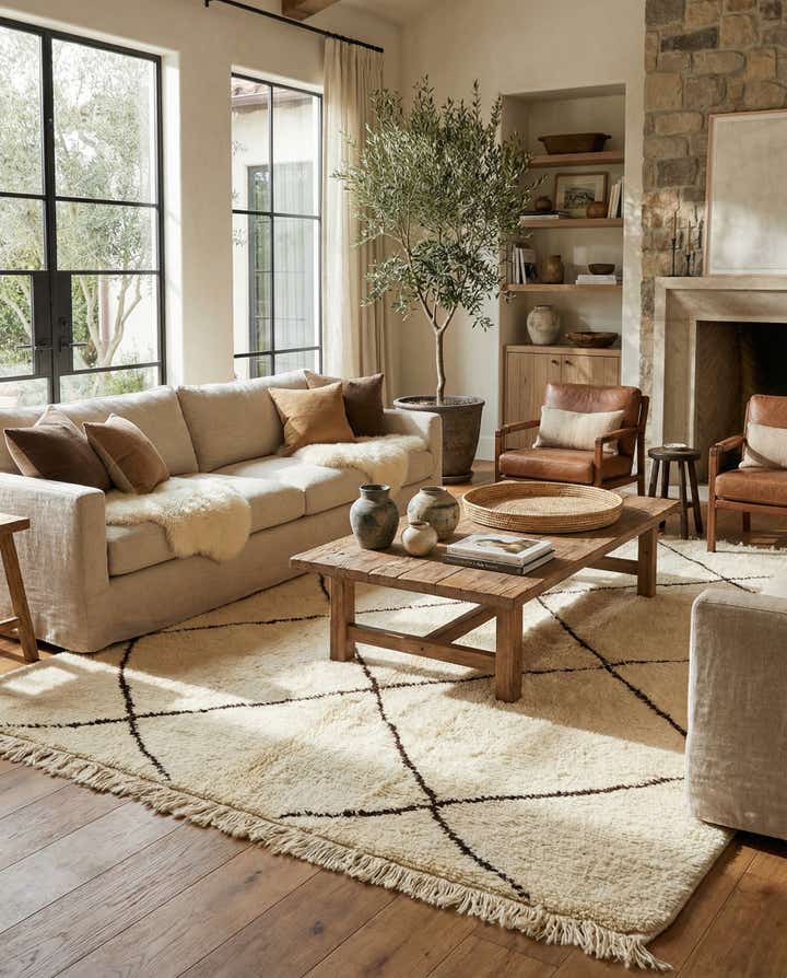6' 10 x 9' 9 Hand Knotted Moroccan Wool Rug