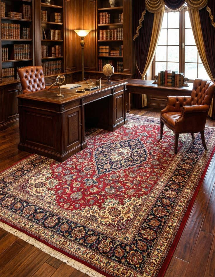 Detail image of  6' 8 x 9' 10  Hand Knotted Qom Persian Rug