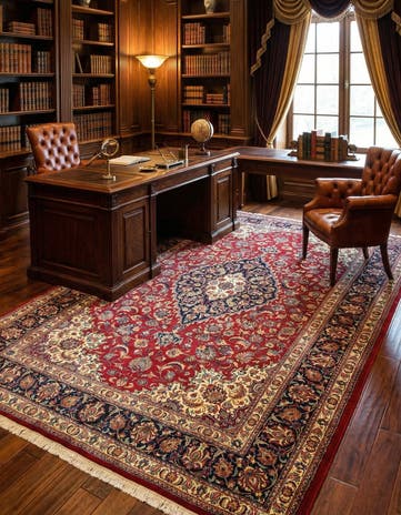 6' 8 x 9' 10 Hand Knotted Qom Persian Rug