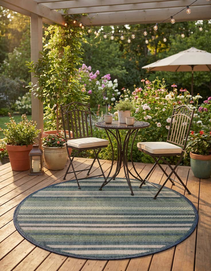 Detail image of 3' 3 x 3' 3  Washable Baja Indoor / Outdoor Round Rug