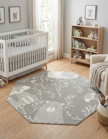 Gray Whimsy Kids Octagon Rug