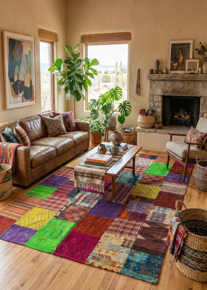 6' 9 x 10' Hand Woven Kilim Patchwork Wool Rug