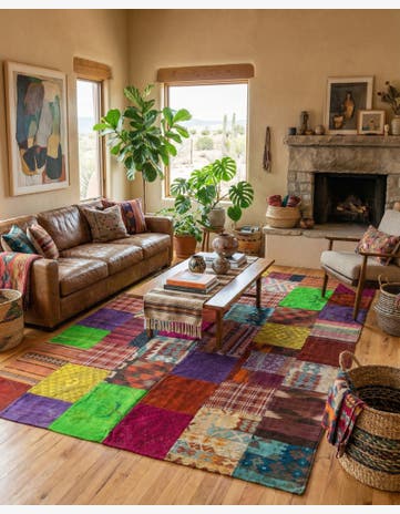6' 9 x 10' Hand Woven Kilim Patchwork Wool Rug