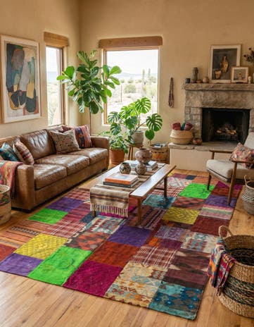 6' 9 x 10' Hand Woven Kilim Patchwork Wool Rug