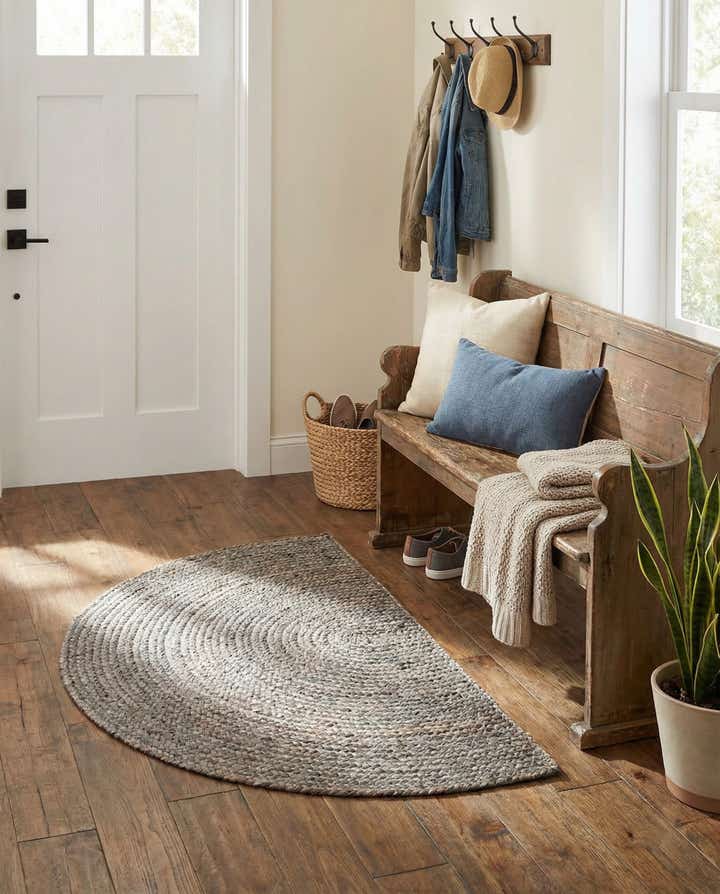 2' 2 x 3' 7 Handmade Braided Jute Hearth Rug