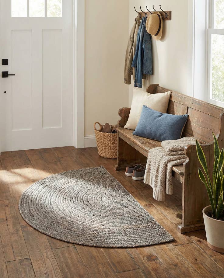 Detail image of 2' 2 x 3' 7 Handmade Braided Jute Hearth Rug