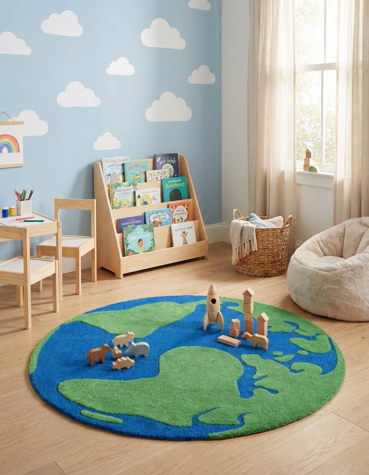 Detail image of 4' 1 x 4' 1 Playtime Kids Wool Freeform Rug