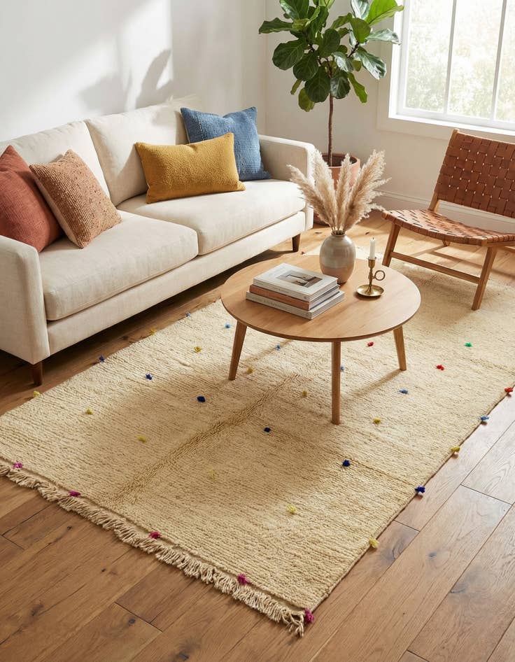 Detail image of 4' 8 x 8' 5  Hand Knotted Moroccan Wool Rug