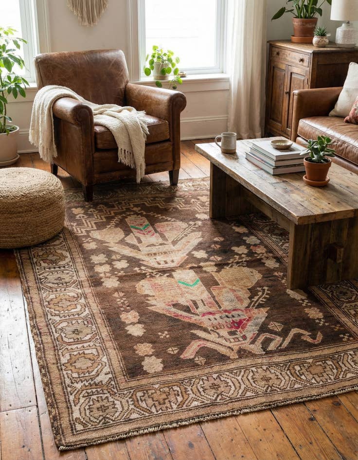 Detail image of 4' x 5' 8  Hand Knotted Ultra Vintage Persian Wool Rug