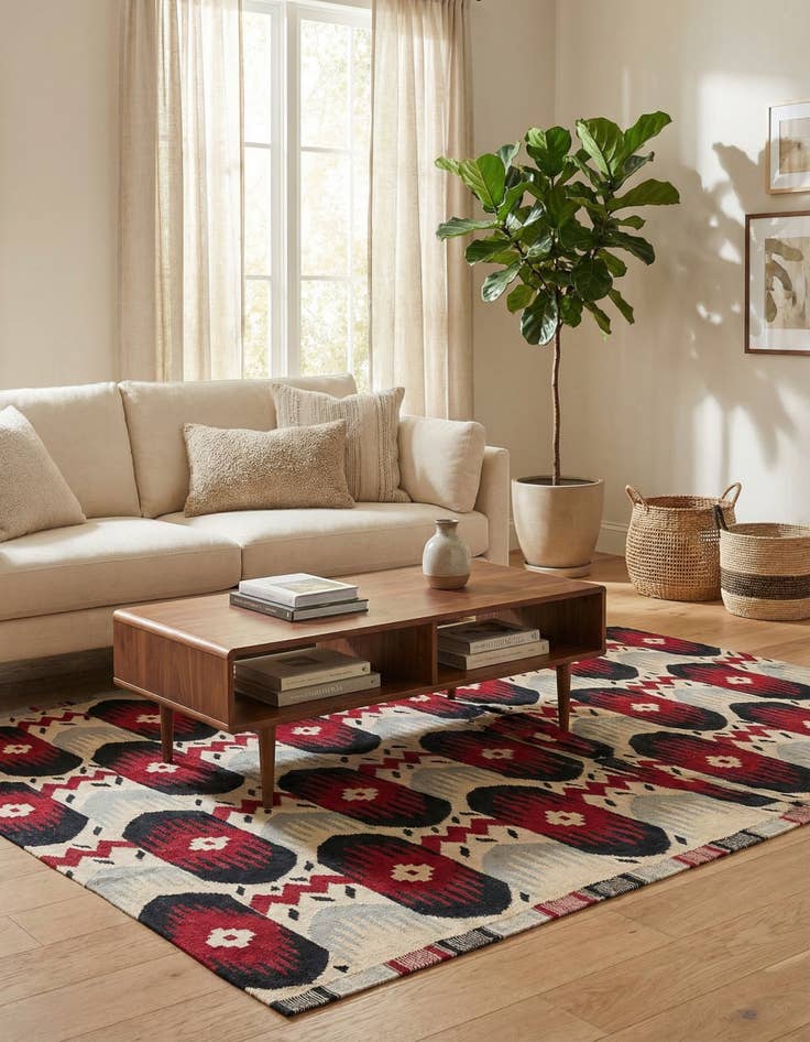 Detail image of 6' x 7' 7  Hand Woven Kilim Modern Wool Rug