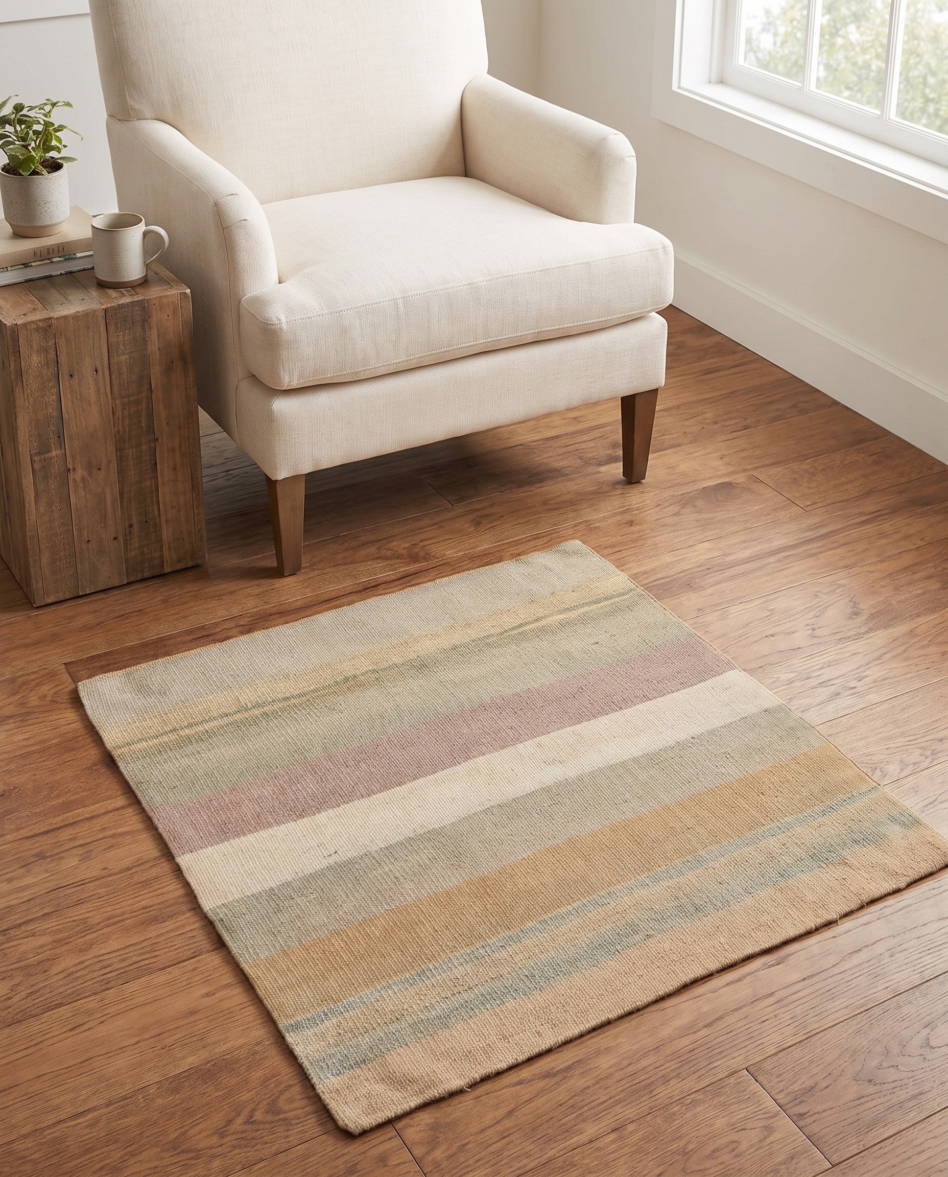 2' 4 x 2' 5 Hand Woven Pillow Wool Square Rug