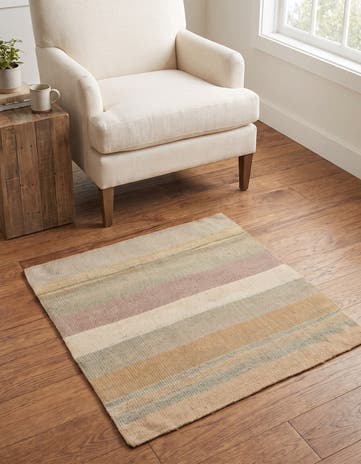 2' 4 x 2' 5 Hand Woven Pillow Wool Square Rug