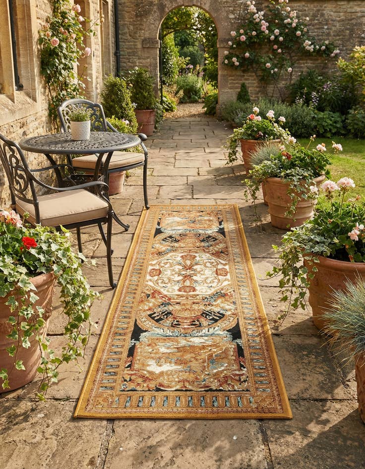 Detail image of 2' x 6'  Washable Traditional Indoor / Outdoor Runner Rug